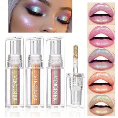 Chameleon Lip Glaze Ombretto lucidalabbra, Rossetto liquido idratante diamante scintillante per il viso, Lucidalabbra Aurora Dazzle per il trucco quotidiano delle feste