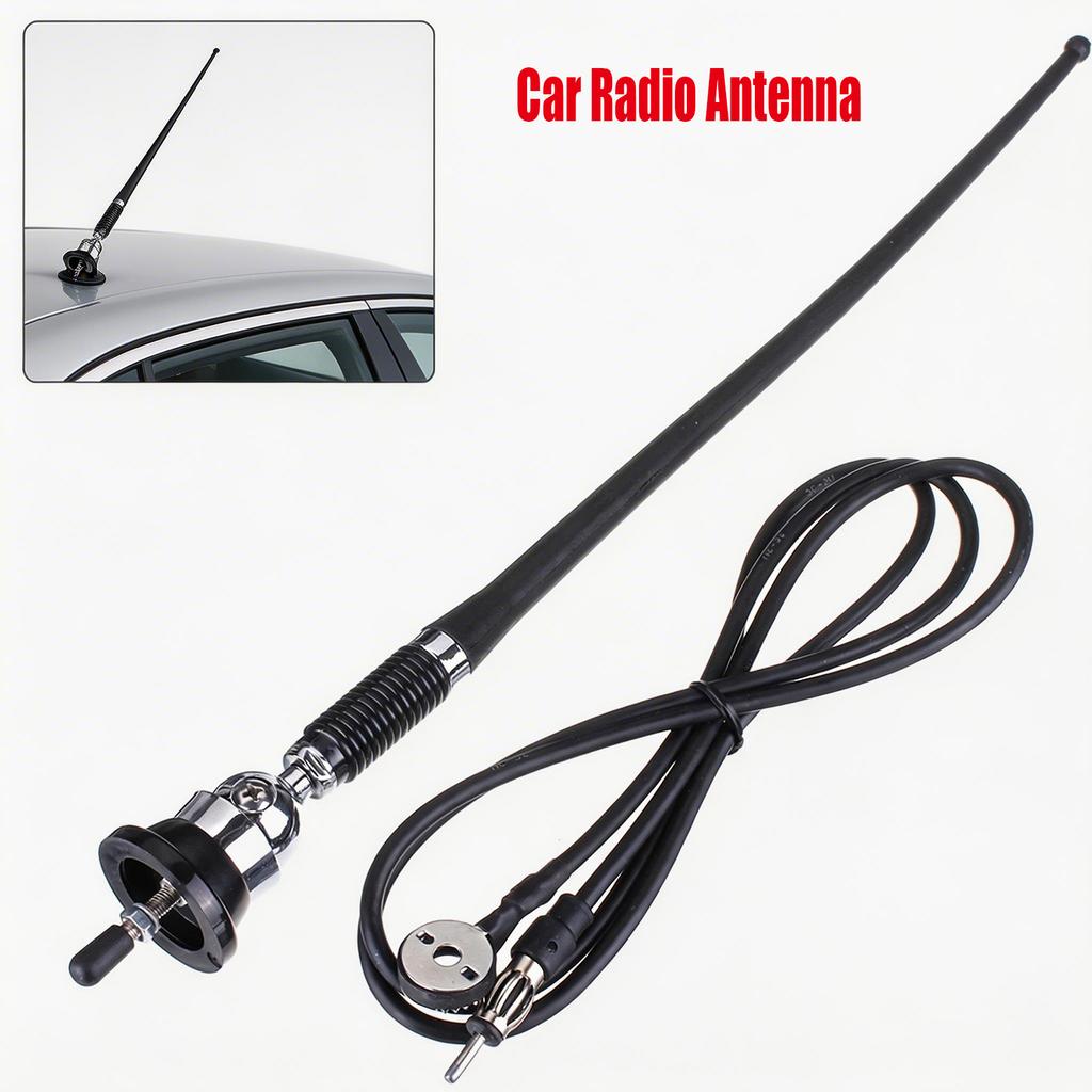Car Roof Radio Antenna 17inch Car Radio Aerial AM-FM Rubber Antenna 51in Cable Flexible Roof Mount Signal Aerial for Car Vehicle