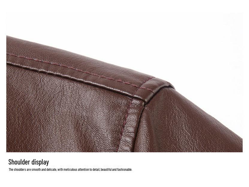 Men's Slim Fit Leather Jacket - New Korean Style, Trendy Parka with Casual Lapel for Middle-Aged Dads