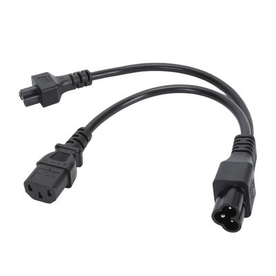 IEC 320 C6 Male To C5+C13 Female Splitter Adapter Cable Y Split Power Adapter Cord for Laptops Desk