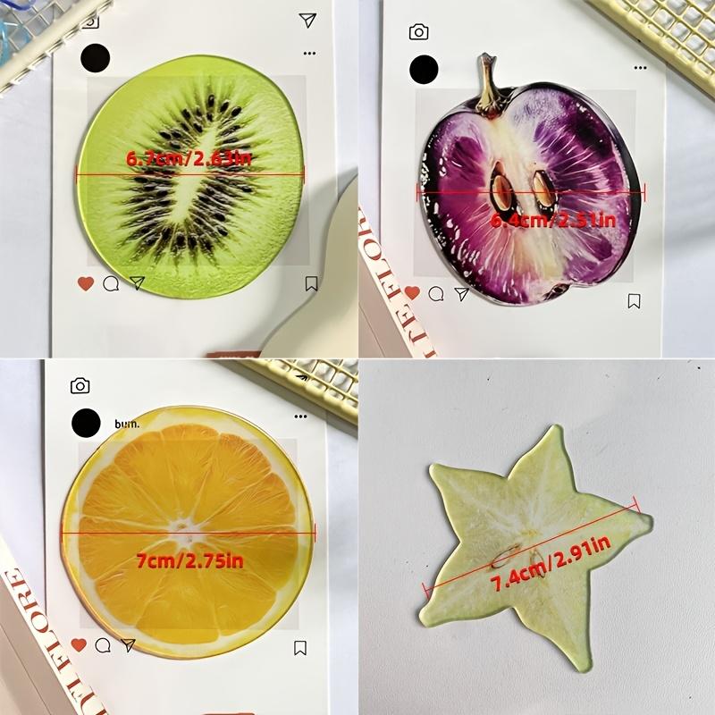 2D Flach, Realistisches Fruchtscheiben Acryl Lesezeichen, Halbtransparent Orange Traube Kirsche Niedliche Lesezeichenkarte Kiwi Lesezeichen Clip