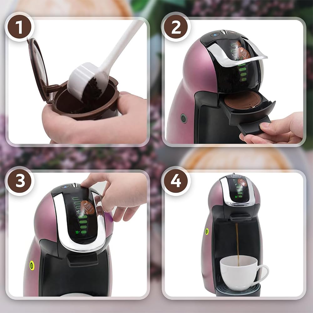 KALOLINNA Coffee Capsules, Suitable for Dolce Gusto, Set of 6, Reusable Coffee Filters, Compatible with Dolce Gusto, Easy To Carry, Includes Brush