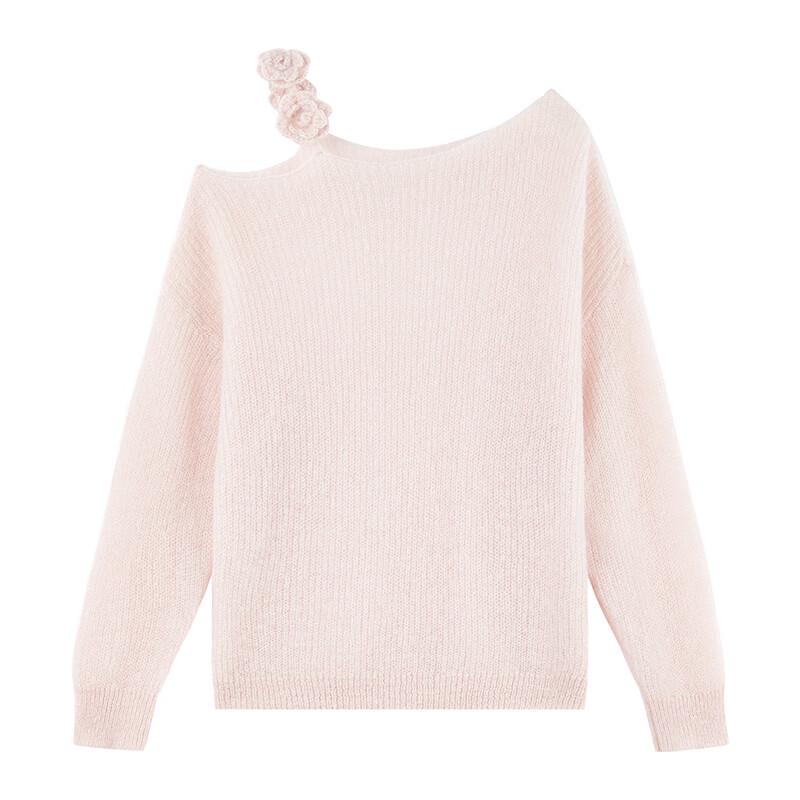 Qiu Shui Yi Ren Elegant Off-Shoulder Crochet Knit Top