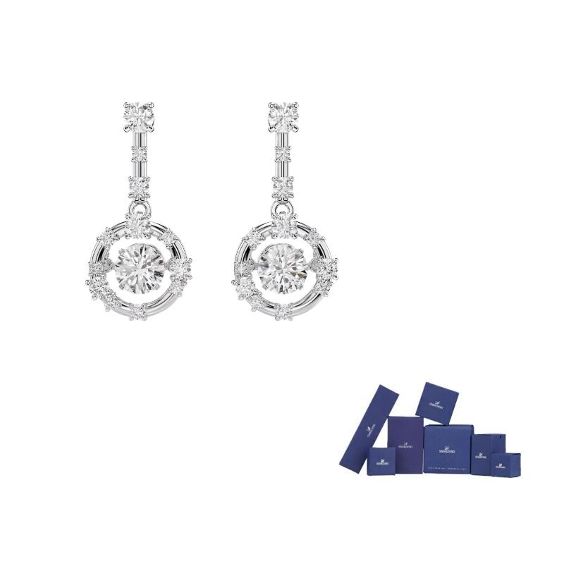 Swarovski Constella Rhodium plated Earrings Womens White Original brand box белый