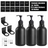 500ml Matte Black Lotion Bottle Plastic Refillable Bottle with Labels Wall-mounted Lotion Bottle Holder Shampoo Conditioner