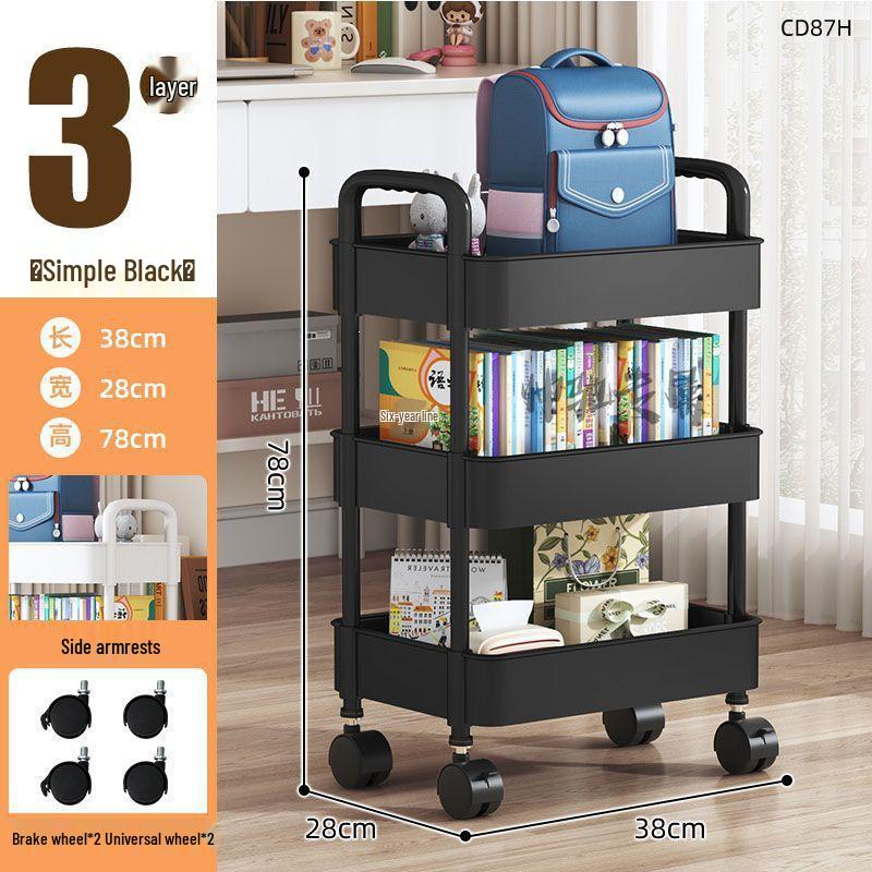 Compact Folding Carbon Steel Storage Cart for Kitchen or Bedroom