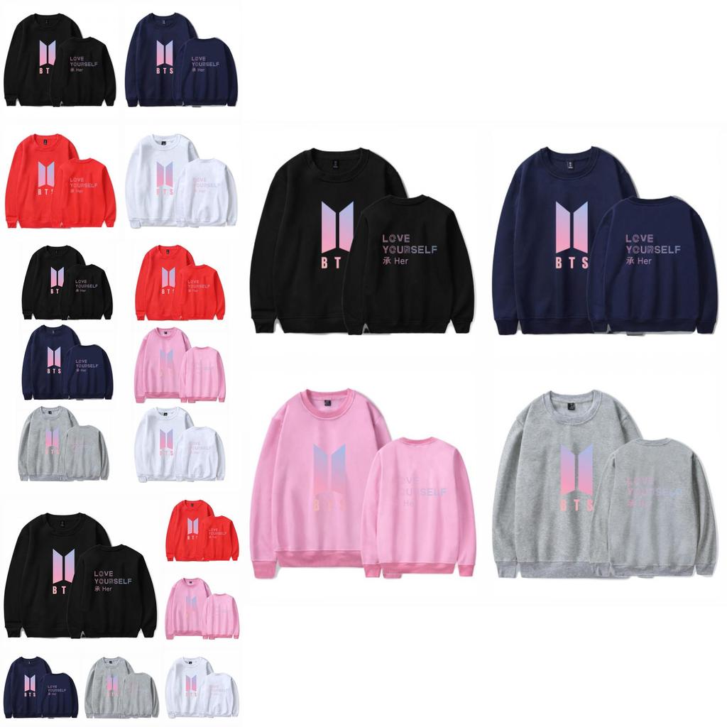 BTS-Sweatshirt mit Printmuster und Fleecefutter für jugendliche Fans