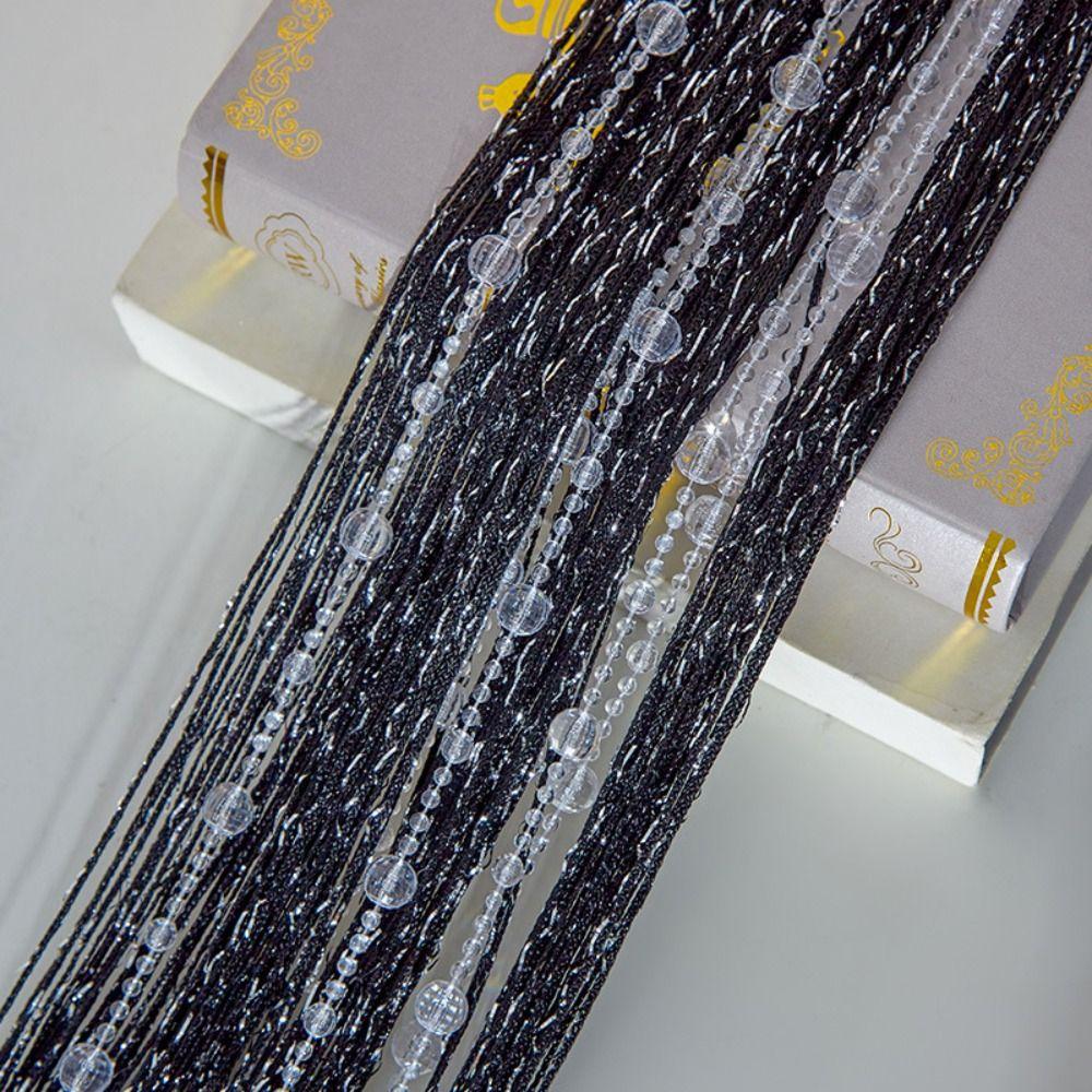 Room Divider Crystal Beads String Curtain Solid Color Tassel Window Curtain  Home Decor