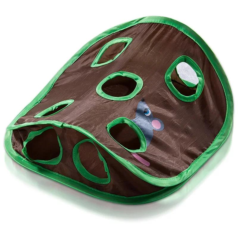 Cat Tunnel Toys Interactive Bell Intelligence Game Foldable Tent with 9 Hole Hunt Mouse Ball Toys Keeps Kitten Active Pet Stuff
