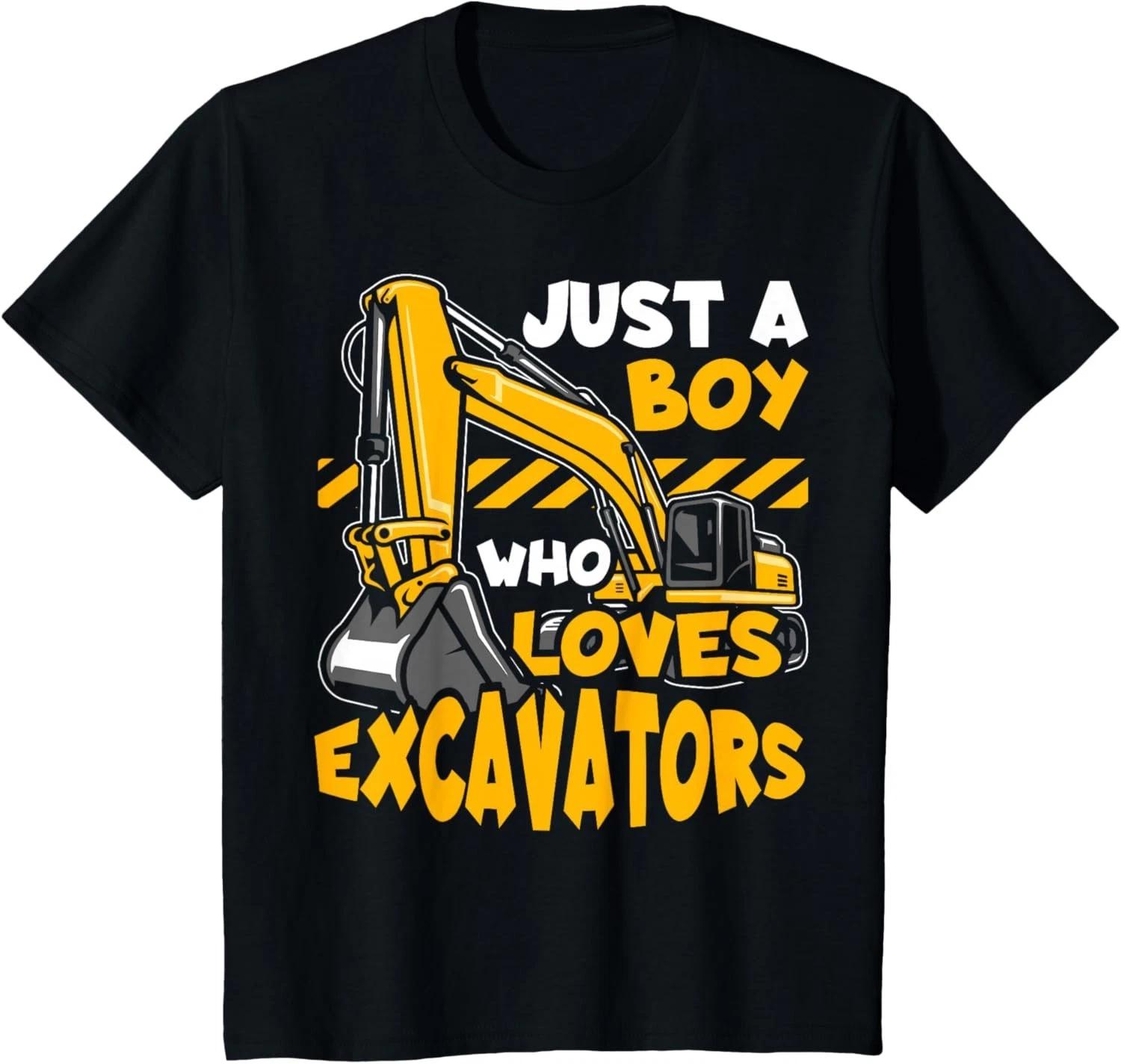 Kids Construction Vehicle Just A Boy Who Loves Excavators T-Shirt 3XL