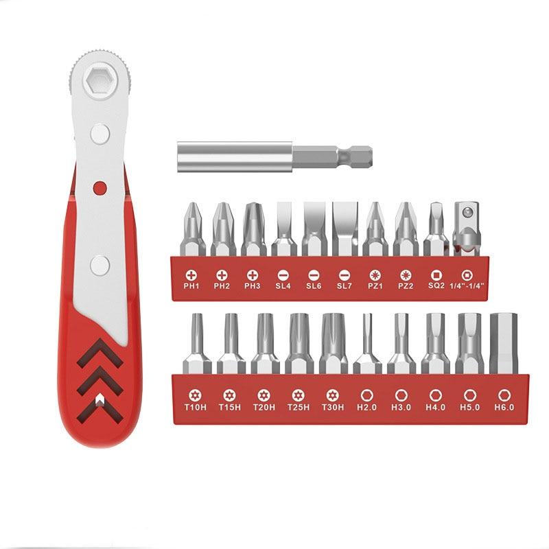 

1 комбинированная отвертка 22 в 1, гаечный ключ двойного назначения с храповым механизмом, положительный и отрицательный шестигранный многофункциональный инструмент для технического обслуживания