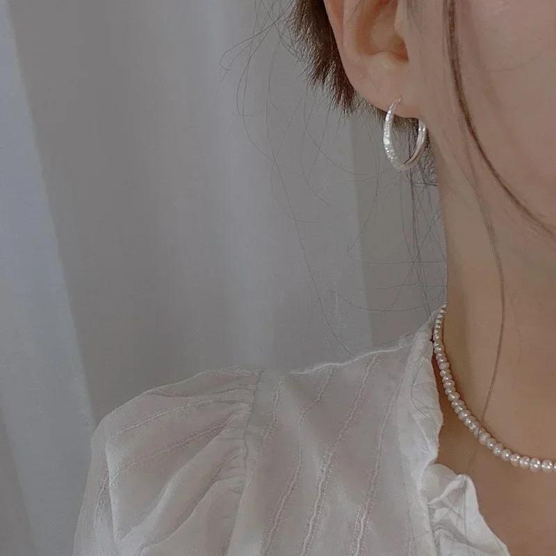 925 Sterling Copper Sparkling Round Hoop Earrings for Women Simple Geometric Creative Earrings Party Zircon