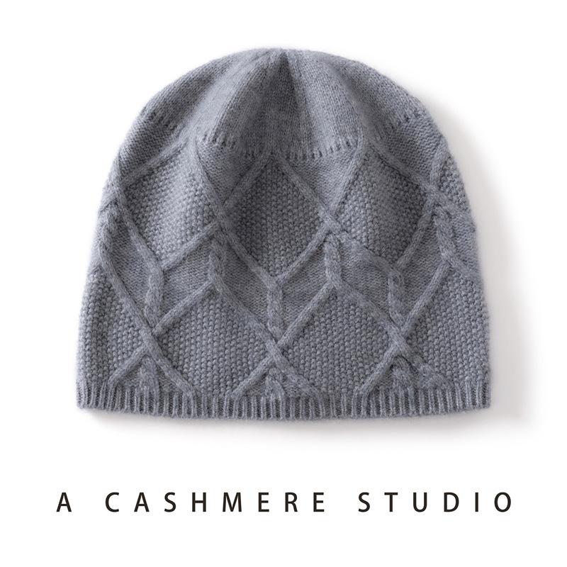 Cashmere hat women's autumn and winter warm knitted twisted hat pullover headgear l cold hat autumn and winter