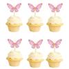 10 Stück Geburtstagsthema Papier Cup Cake Top Dekoration Biene Schmetterling und Chrysantheme Kuchendekoration Bambuspapier Auswahl