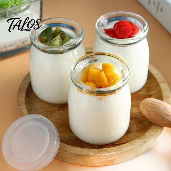 Talos 4PCS Pudding Jars with Lid, Food Grade Glass Airtight Mason Jars, DIY Favorite Flavors Containers, for Yogurt Parfait Candy Storage