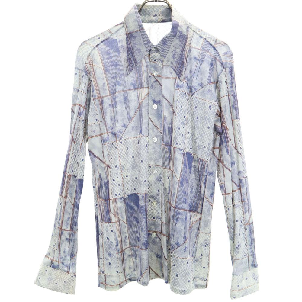 

VINTAGE 70s Overall handle Long sleeve shirt Navy system Men s Used