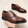 Luxury Fashion Designer New Men's Pointed Lace Up Brogues Oxford Shoes Gentleman Wedding Dress Homecoming Formal Footwear