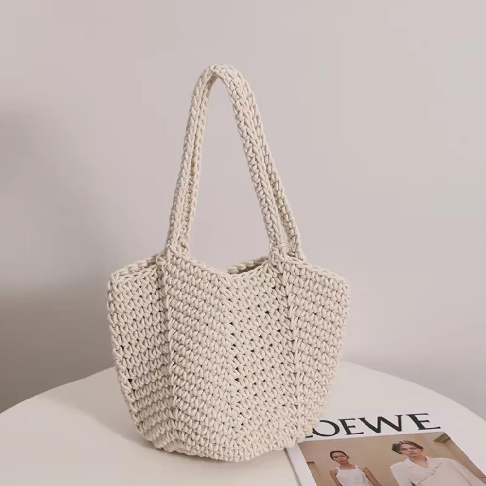 Crochet Knitting Handbags Korean Style Shoulder Bag Portable Beach Bag for Women  Ladies