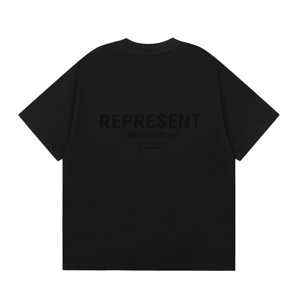 Unisex Flocked Owners Club Logo Cotton T-Shirt Minimal Streetwear Short Sleeve Tee Men Women
