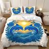 3 Romantic Blue Jumping Dolphin Print Duvet Covers Set 1 Down Duvet Cover+2 Pillowcases Coreless. Soft And Comfortable