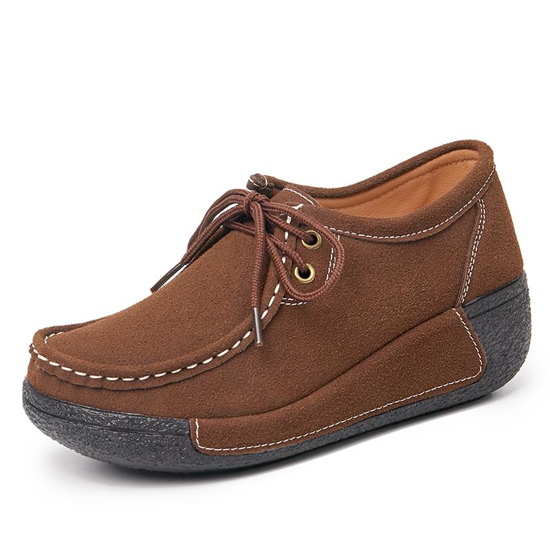 Damskie Mokasyny na Platformie Czarne Buty Codzienne Brązowe Buty Gruba Podeszwa Zwiększające Wzrost Trampki Duży Rozmiar