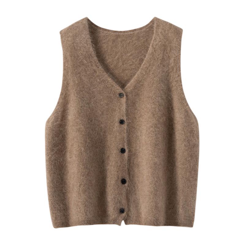 Women's 100% Cashmere Brushed V-Neck Vest Top - Autumn/Winter Layering Essential