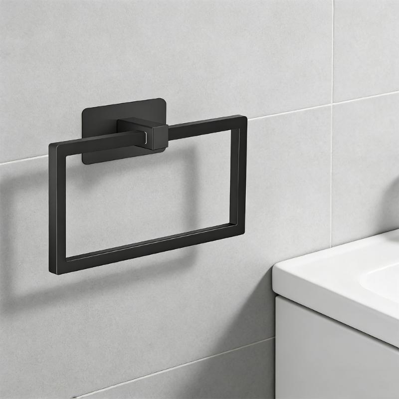 Square Towel Holder Wall Mounted Hand Towel Rings Bathroom Storage Hanging Rack Rustproof Hardware Easy to Install