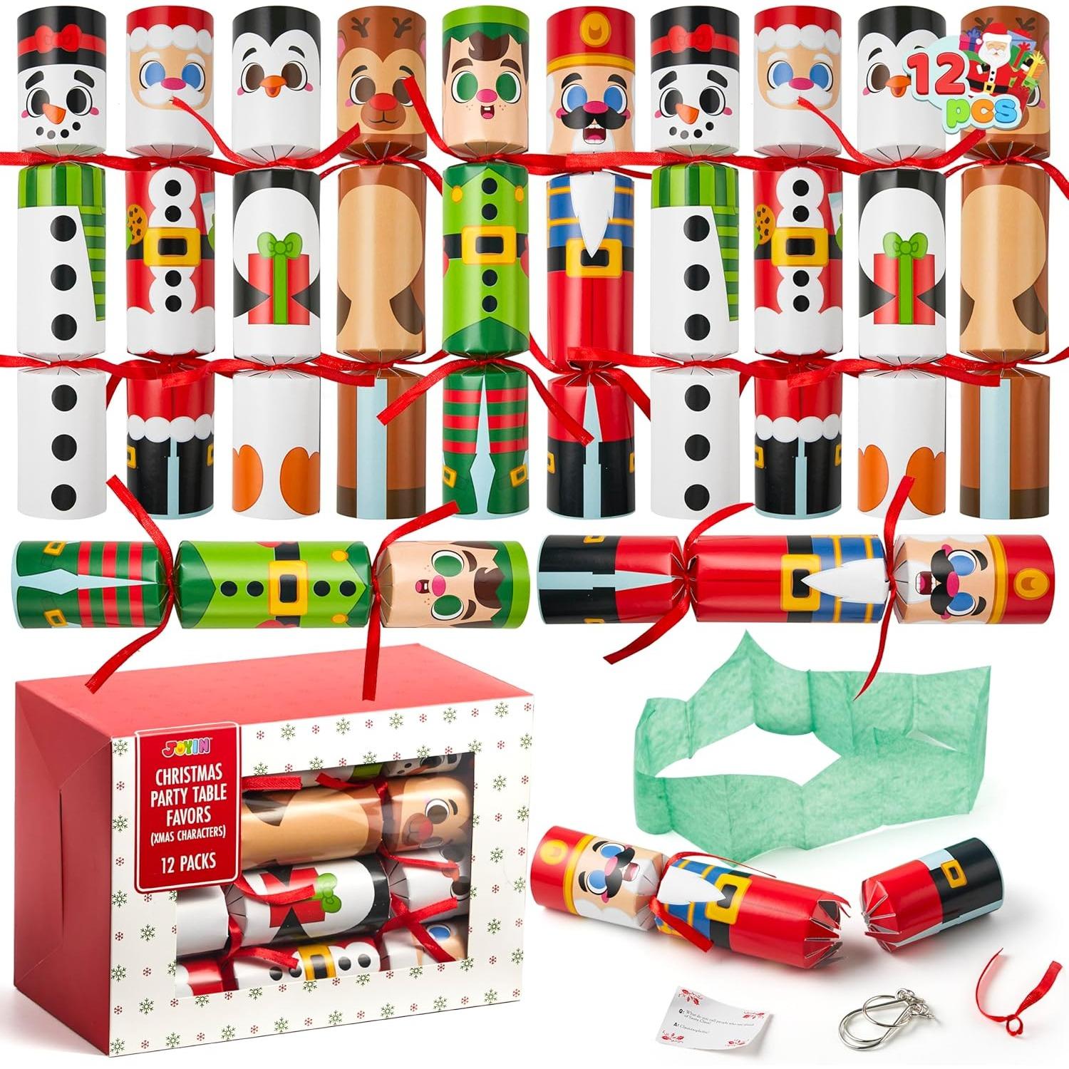 

JOYFY 12 Pack Christmas Party Favor Non-Snap Party Table Favors with Christmas Characters Party Favor for Kids Adults Xms Partie
