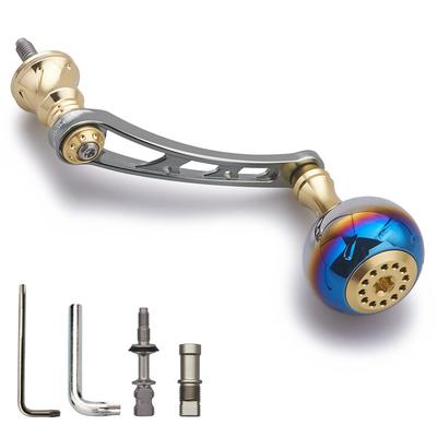 HEIGHTEN 56mm Reel Handle with 30mm Knob for Shimano and Daiwa Aurora Series Spinning Reels (Gold & Gunmetal) (390)