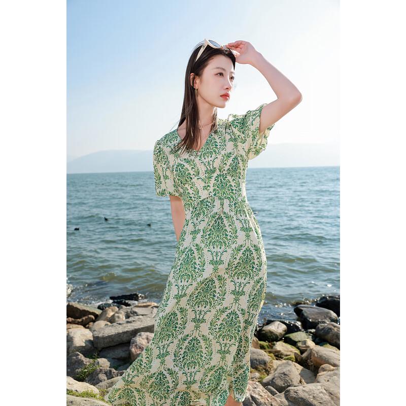 

Sancai Plus Size V-Neck Floral Print Summer Dress 3XL