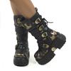 Europäische & Amerikanische Gothic Punk Metal Plateau Reißverschluss Stiefel, Damen Dark Style Martin Stiefel