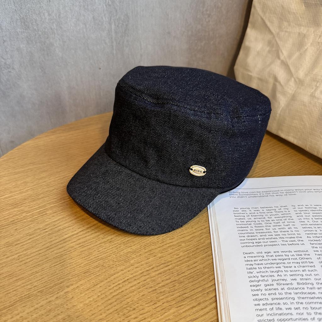 Navy Blue Denim Equestrian Cap With Breathable For Daily Outdoor Activities