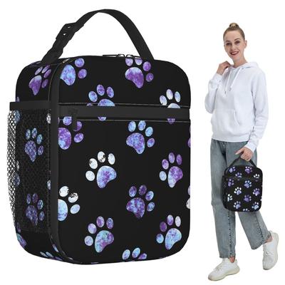 Blaue Hundepfoten-Muster Isoliert Lunchtasche für Damen Büro Kühltasche Thermische Lebensmittelbox Tragbare Lunchboxen Behälter