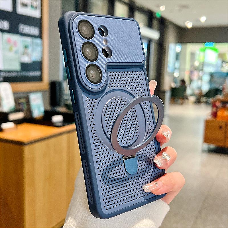 For Funda Samsung Galaxy S26 S25 S24 Ultra Case Luxury Heat-Dissipating Magnetic Bracket Shockproof Protection Phone Cover