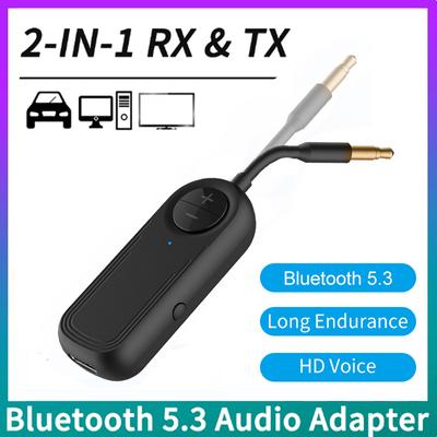 Bluetooth 5.3 Adapter Transmitter Receiver Wireless Audio For Car Music Headphone Speaker AUX Wireless Audio Adapter 3.5mm Jack