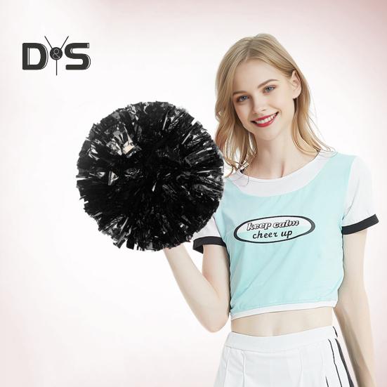 10 Stück Cheerleader-Pompons, metallische Cheerleader-Pompons mit Fingerring, Jubel-Requisiten für Squad-Team-Sportspiele, Tanz- und Kleiderpartys