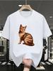 Unisexs Breathable Cat TShirt with Hugging Kitten Print Short Sleeve Round Neck Casual Shirt Suitable for Cat Lovers Summer A