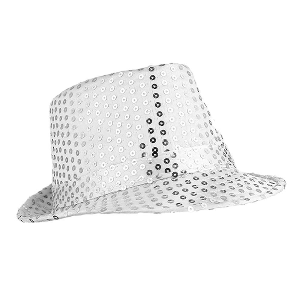 Shiny Sequined Hat Tie Gloves Set Masquerade Disco Stage Performance Costume  for Men Women