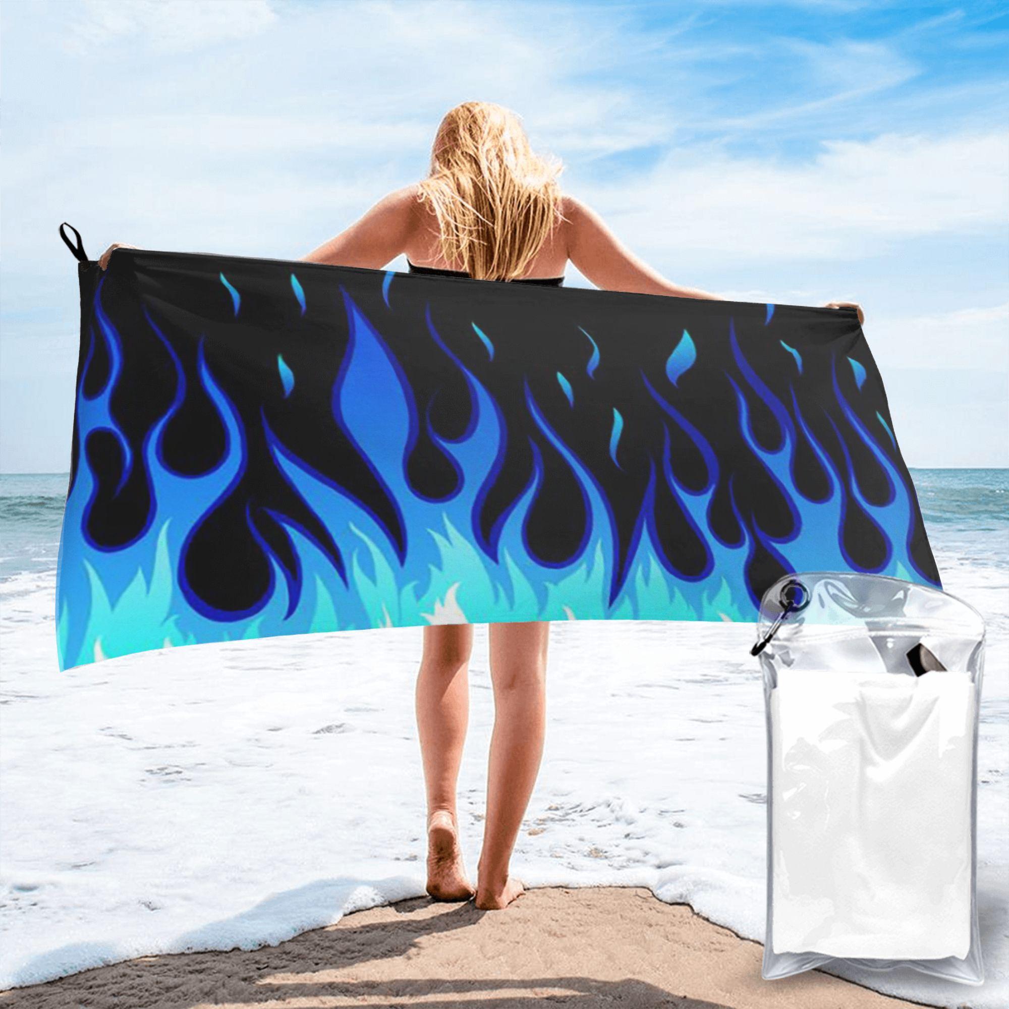 

Big Fire Flames Burning Flame Beach Towel Soft Microfiber Quick Dry Absorbent Quick Towels For Bath W30*H60(CM)
