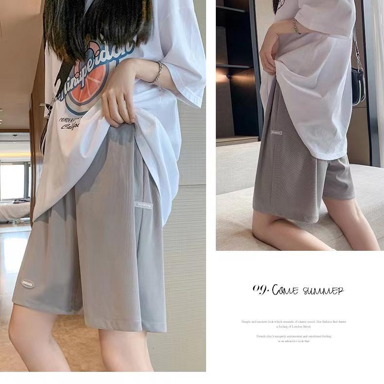 Summer Hong Kong Fan Five-point Shorts Women's Pit Strips Casual Outer Wear Sports Women's Pants Loose Straight Shorts High Waist