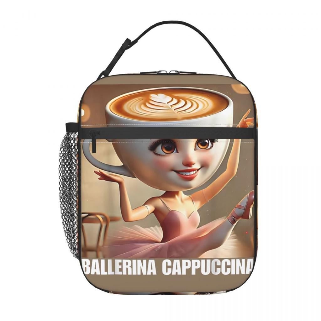 Ballerina Cappuccina Italienisches Gehirnfäule Meme Lunchtasche für Damen Brotdose Kühlertasche Praktische Oxford Thermos-Tragetaschen