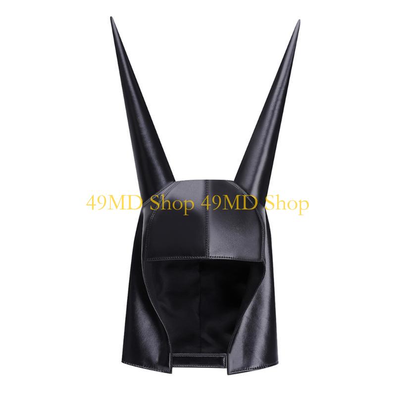 

49MD Black PU Leather Steampunk Hat Cosplay Headwear For Masquerade Balls Dance Event