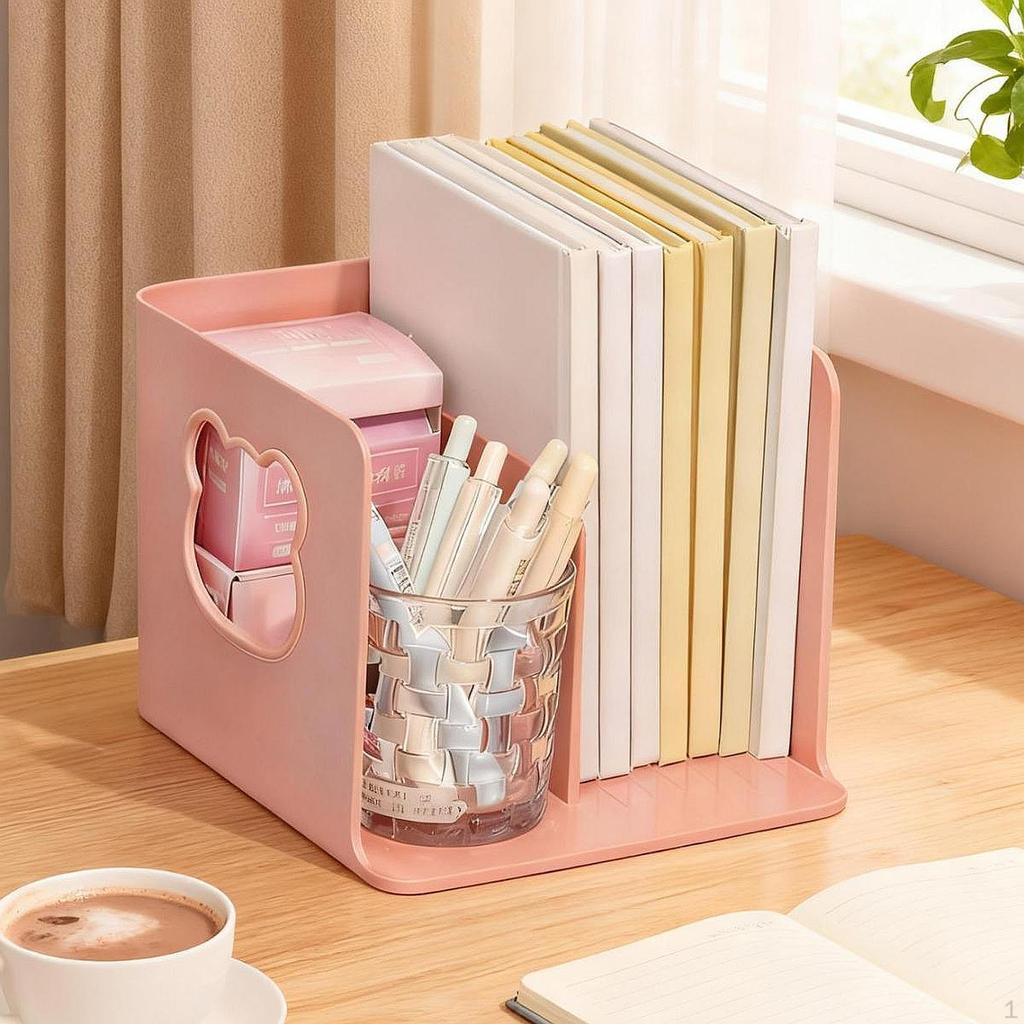 Desktop Book Holder File Sorter Shelf for Office Desk Indoor Study Room