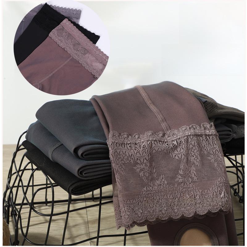 High Waist Gray Lace Pantyhose - Sheer, Waist-Supportive Leggings for Spring, Autumn, and Winter