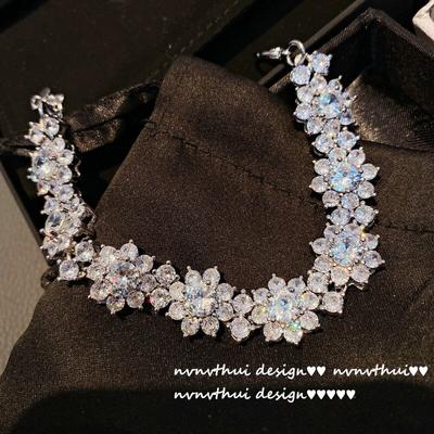 Módní luxusní 925 stříbrný tenisový náramek Šperky Dámské lesklé vločky Cz náramky náramek dárek