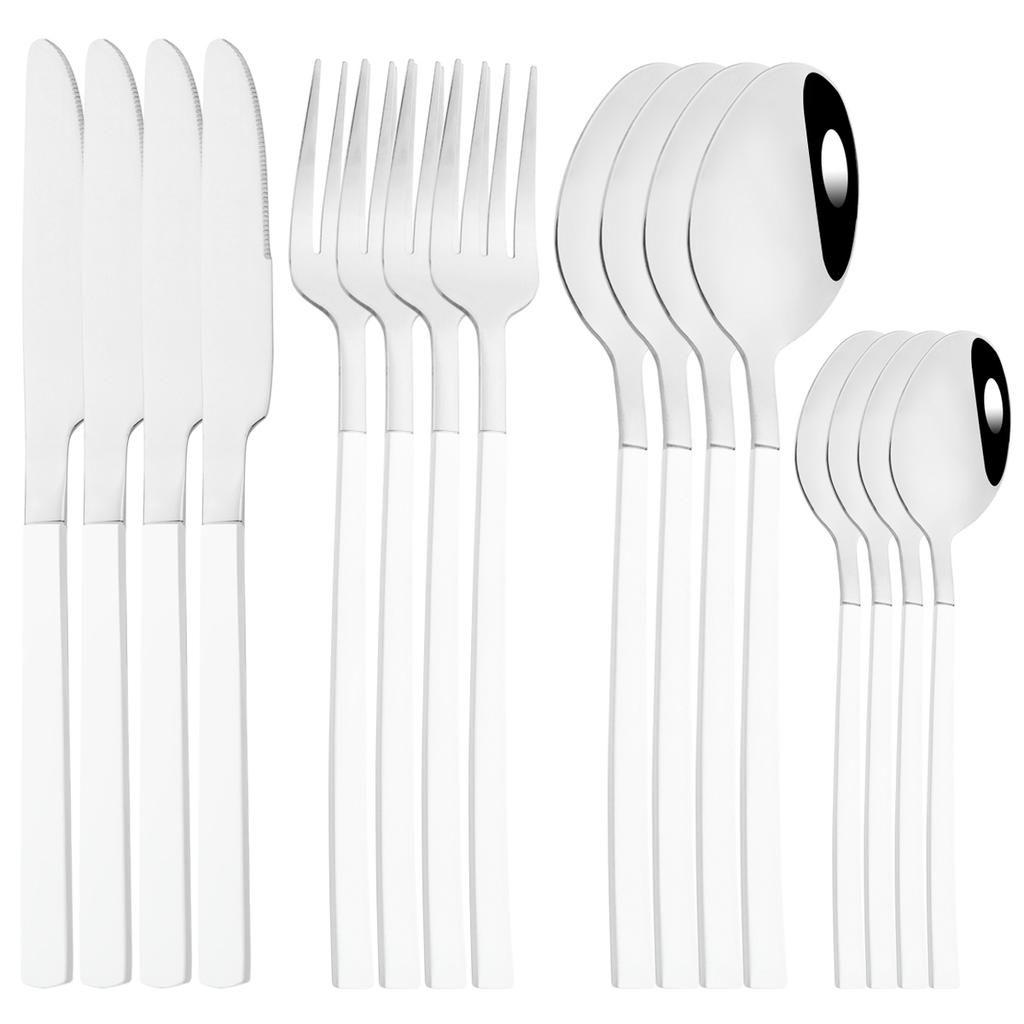 16Pcs Rose Gold Dinnerware Set Knife Fork Coffee Tea Spoon Cutlery Set Stainless Steel Tableware Western Home Kitchen Flatware