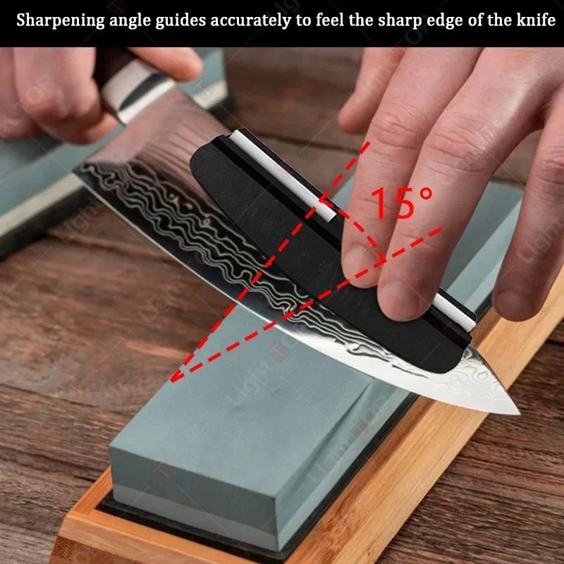 1PCS Fixed Angle Grinding Clamp Guide Small Angle Grinding Aid Knife Clip Sharpener 15 Degrees Ceramic Whetstone Accessories