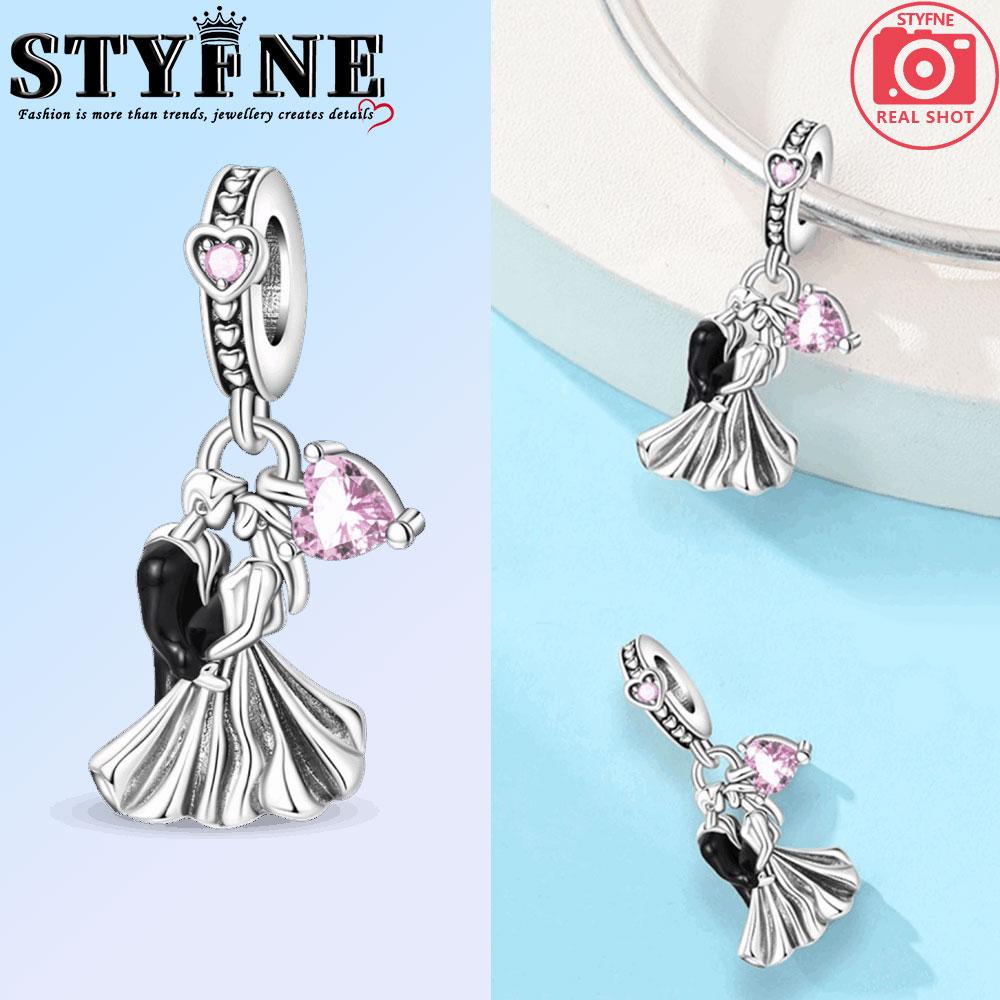 New Copper Charms Beads Pendant Love Wedding Proposal Pink Bouquet Charm For Women Bracelet Engagement Jewelry Gift