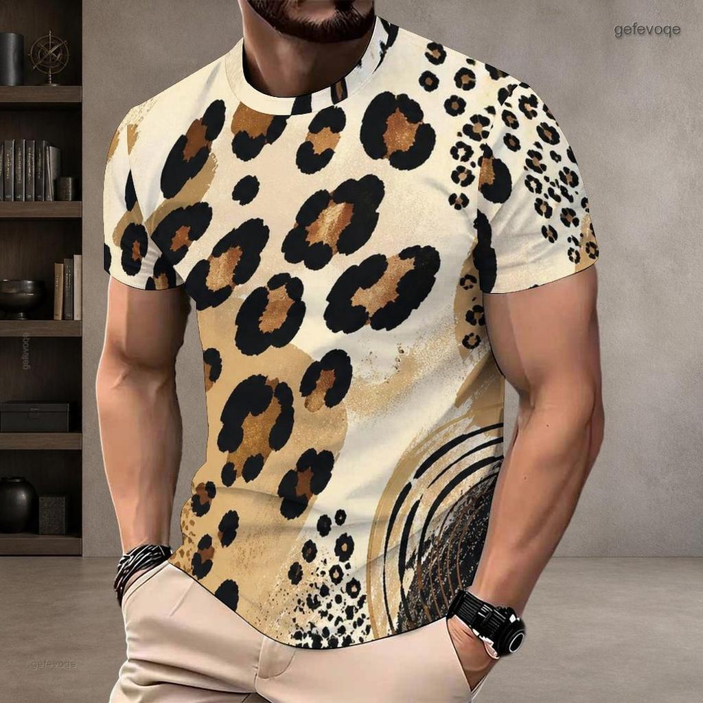Men Plus Size Round Neck Short Sleeve Forest Camo Printed Straight Hem T Shirt