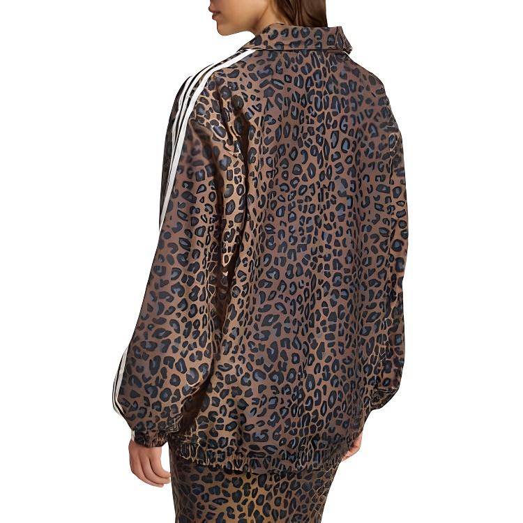 adidas Originals Animal Print Stand Collar Loose Long Sleeve Jacket Women Jacket Caramel JW7301